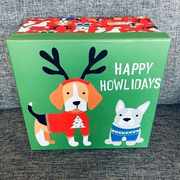 Happy Howlidays Christmas Dog Storage Decor Gift Box - Picture 1 of 5